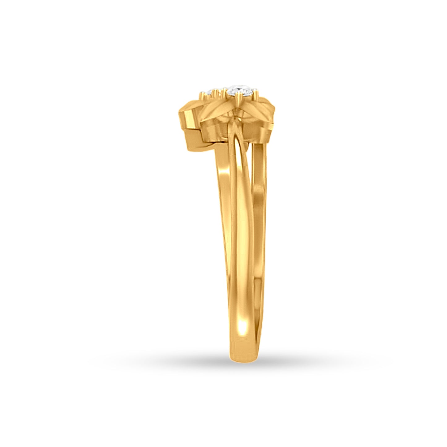 Kusumavali: 22K Yellow Gold Elegant Bypass Floral Ring