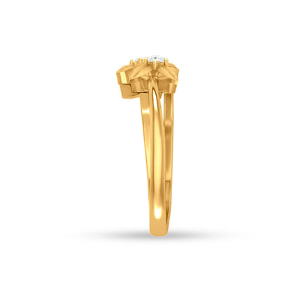 Kusumavali: 22K Yellow Gold Elegant Bypass Floral Ring