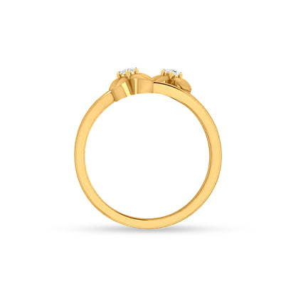Kusumavali: 22K Yellow Gold Elegant Bypass Floral Ring
