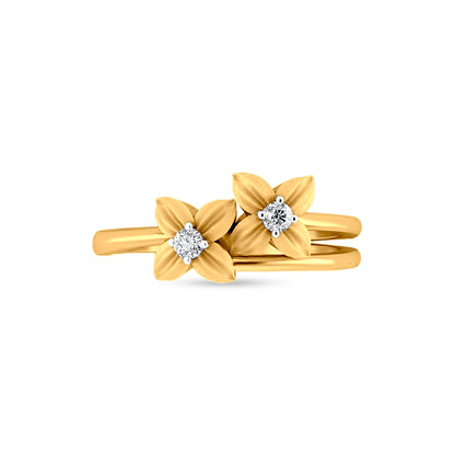 Kusumavali: 22K Yellow Gold Elegant Bypass Floral Ring