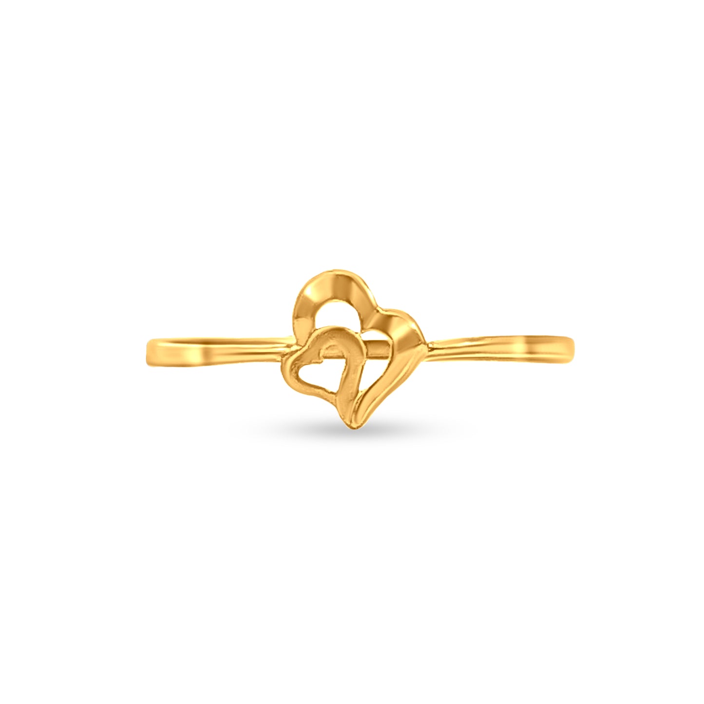 Rose Bloom 22k Yellow Gold Double Heart Midi Ring
