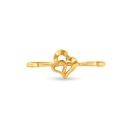 Rose Bloom 22k Yellow Gold Double Heart Midi Ring
