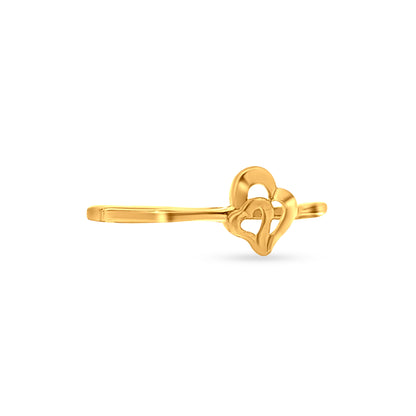 Rose Bloom 22k Yellow Gold Double Heart Midi Ring