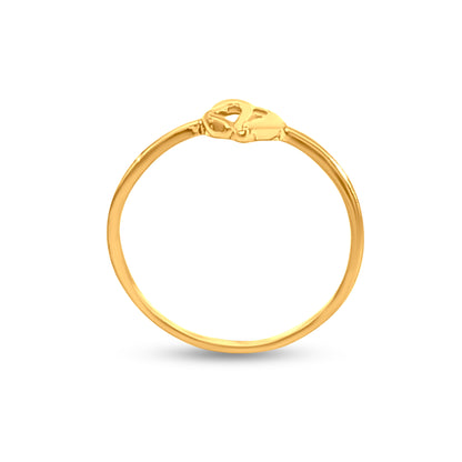 Rose Bloom 22k Yellow Gold Double Heart Midi Ring
