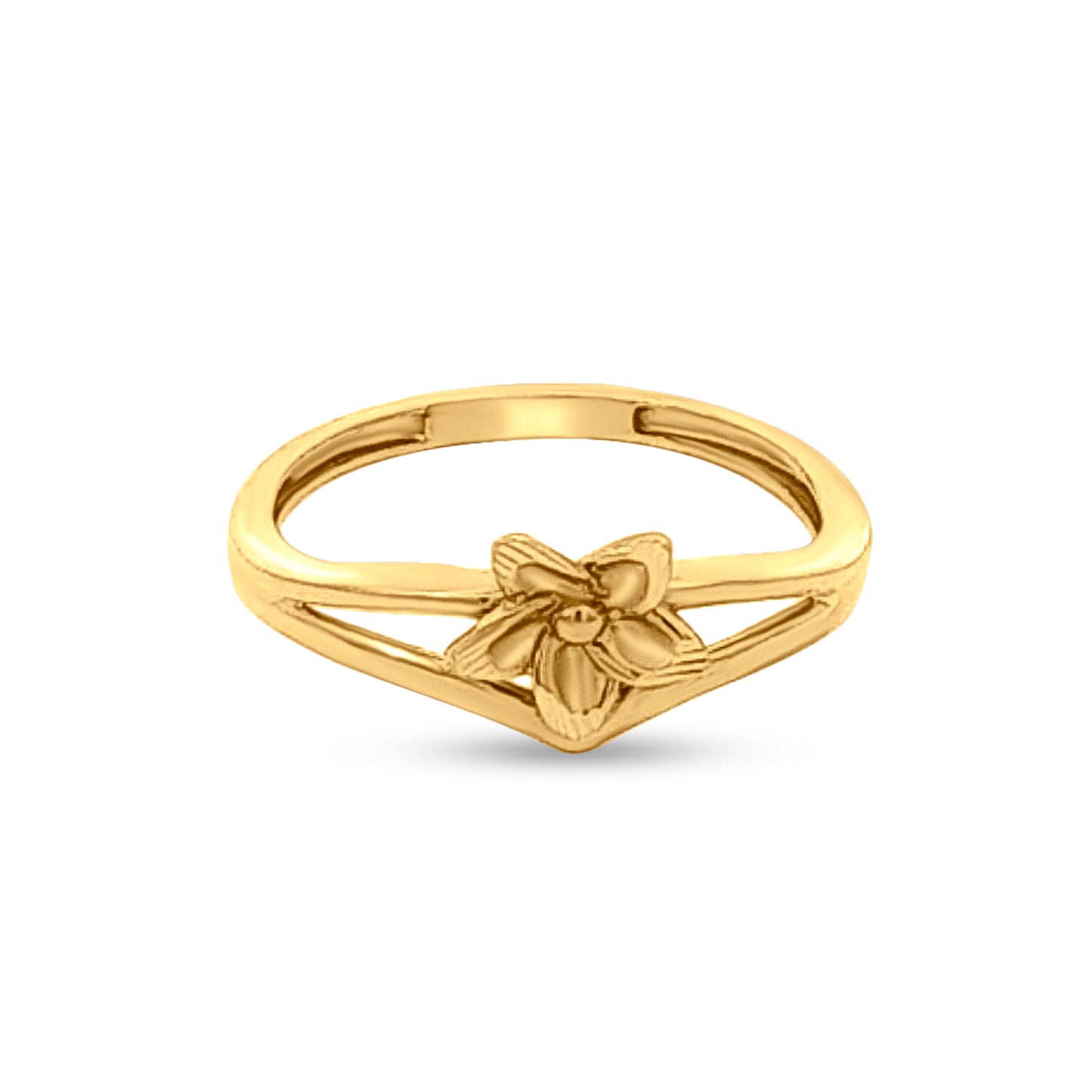 Hanika 22k Yellow Gold Split Shank Floral Ring
