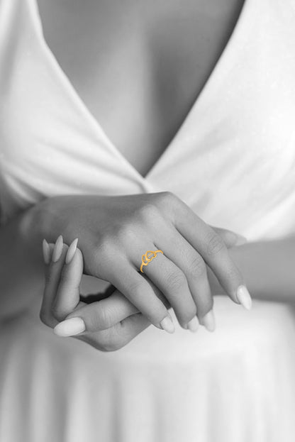 Golden Petal 22K Yellow Gold Dual Heart Ring