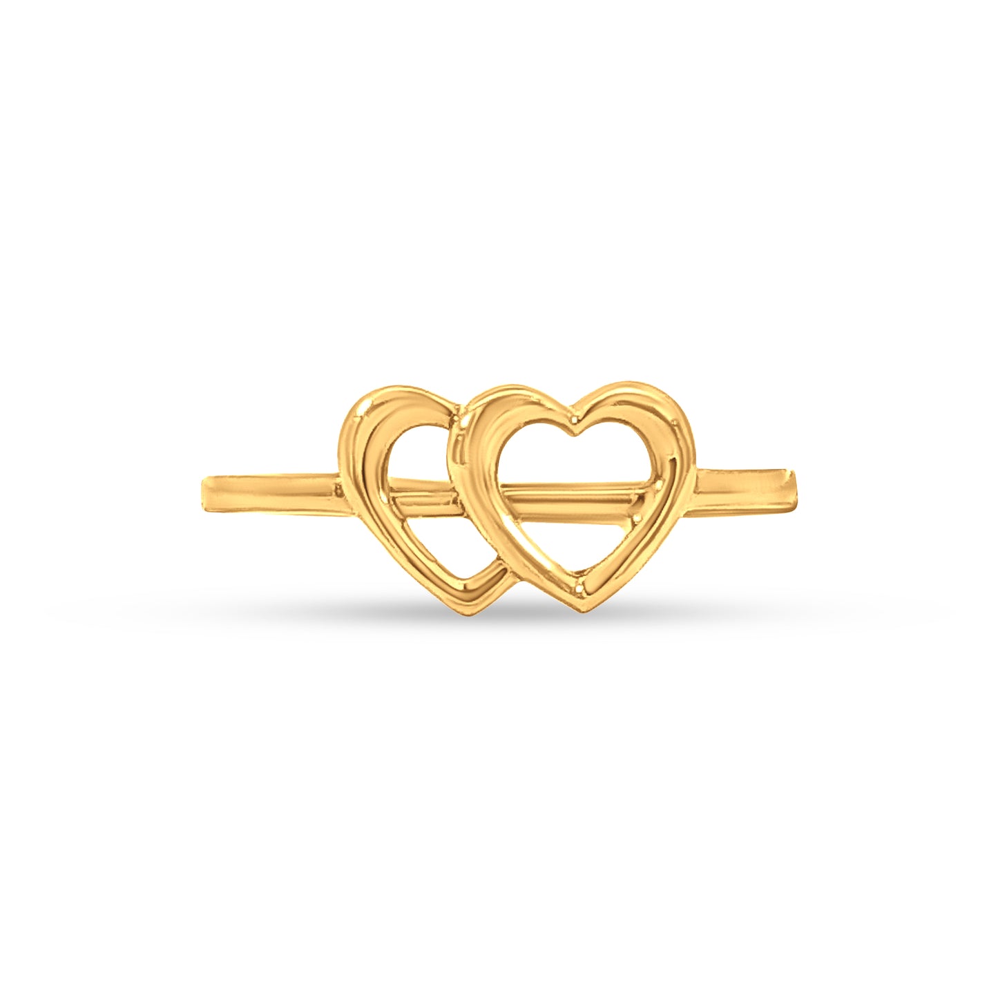 Golden Petal 22K Yellow Gold Dual Heart Ring