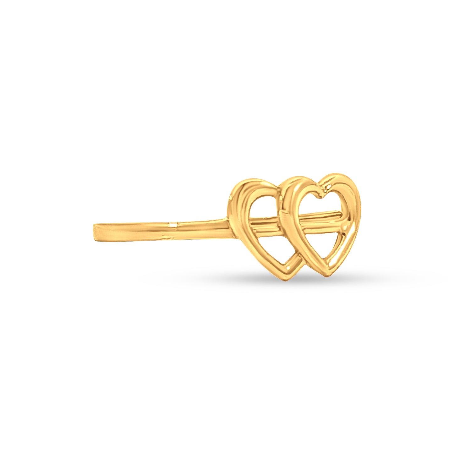 Golden Petal 22K Yellow Gold Dual Heart Ring