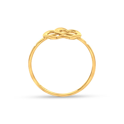 Golden Petal 22K Yellow Gold Dual Heart Ring