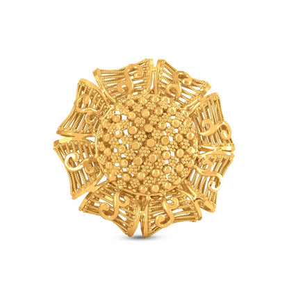 22k Yellow Gold Cocktail Ring: Exquisite Filigree Craftsmanship.