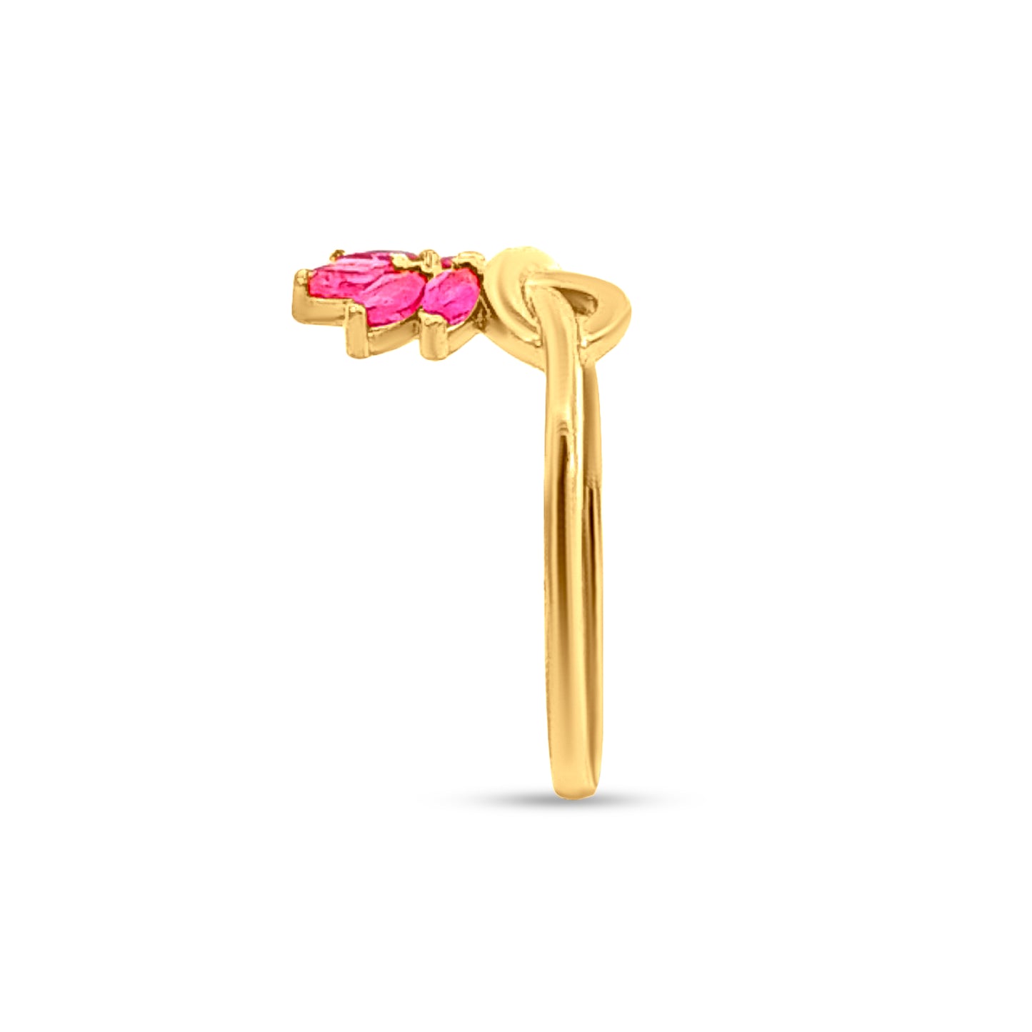 Kamal Tarang 22k Yellow Gold Pink Stone Lotus Ring
