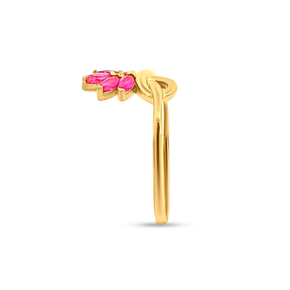 Kamal Tarang 22k Yellow Gold Pink Stone Lotus Ring