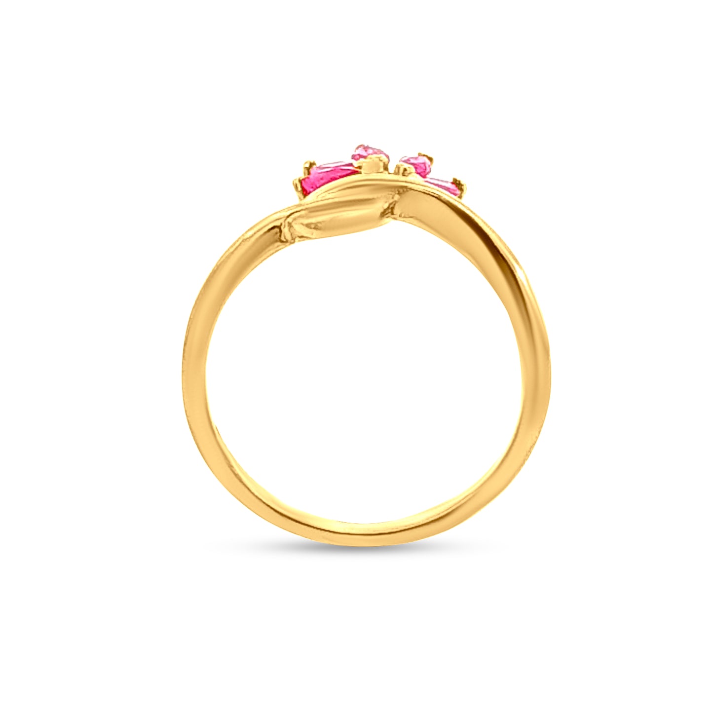 Kamal Tarang 22k Yellow Gold Pink Stone Lotus Ring