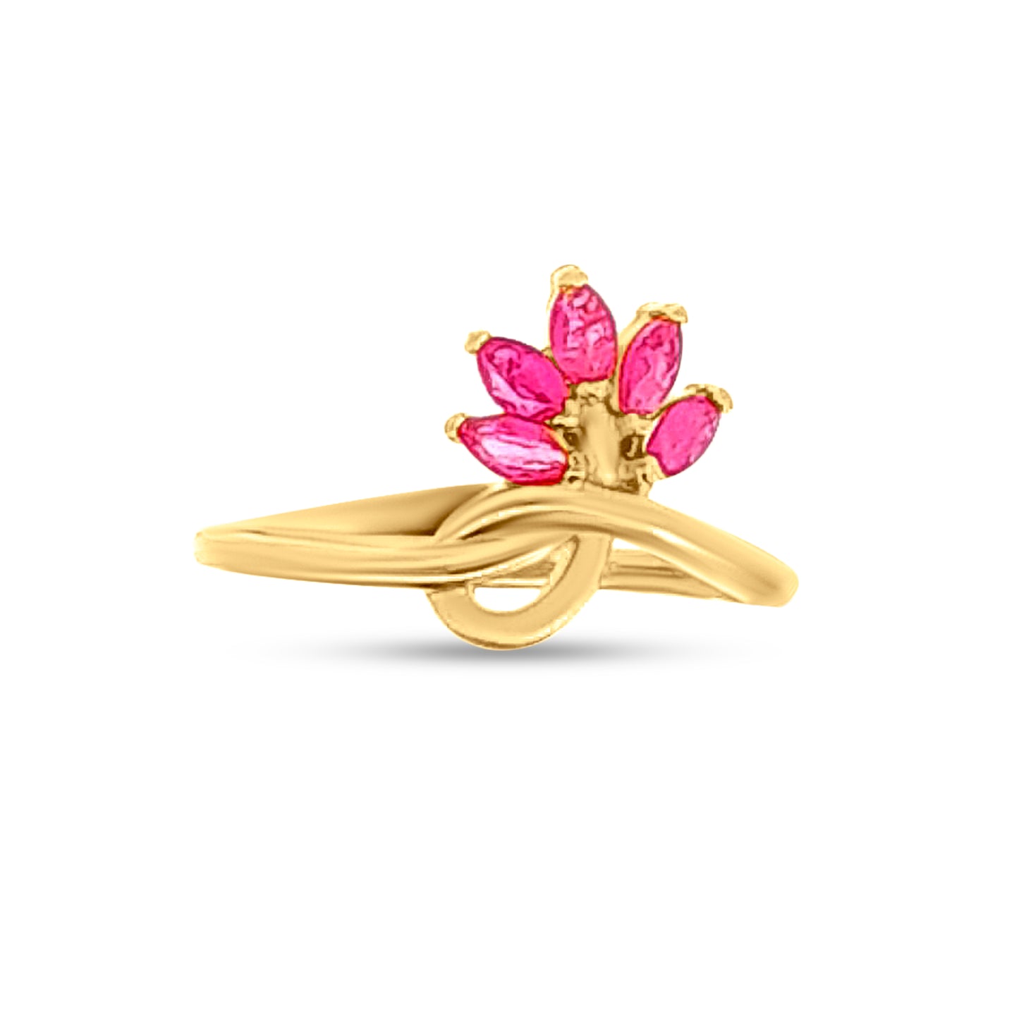 Kamal Tarang 22k Yellow Gold Pink Stone Lotus Ring