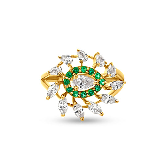 18K Yellow Gold Halo Split Shank Ring