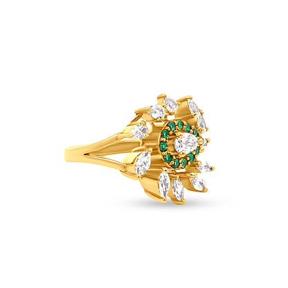 18K Yellow Gold Halo Split Shank Ring