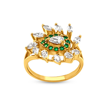 18K Yellow Gold Halo Split Shank Ring