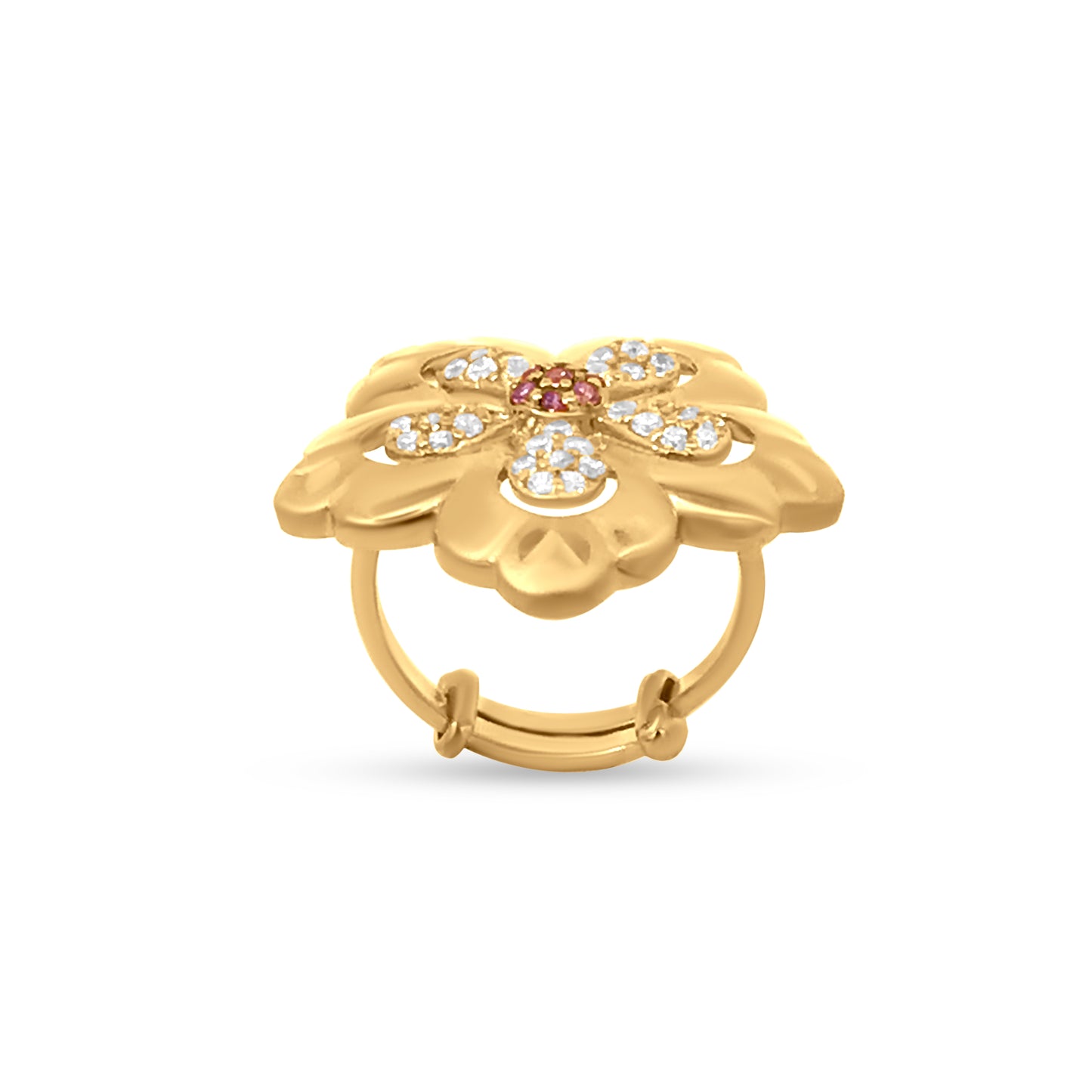 22K Yellow Gold Fancy Cubic Zirconia Daisy Ring