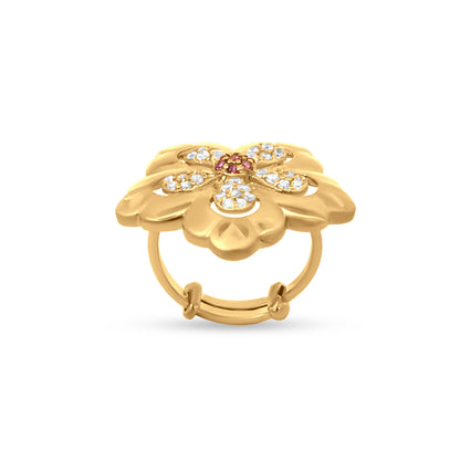 22K Yellow Gold Fancy Cubic Zirconia Daisy Ring