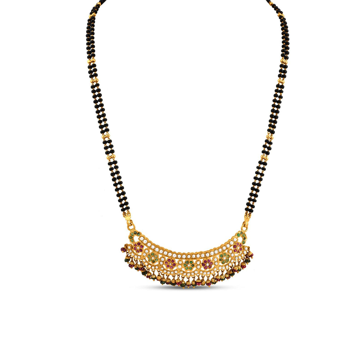 22k Yellow Gold Colorful Stones Pendant Mangalsutra: A Symphony of Colors and Tradition
