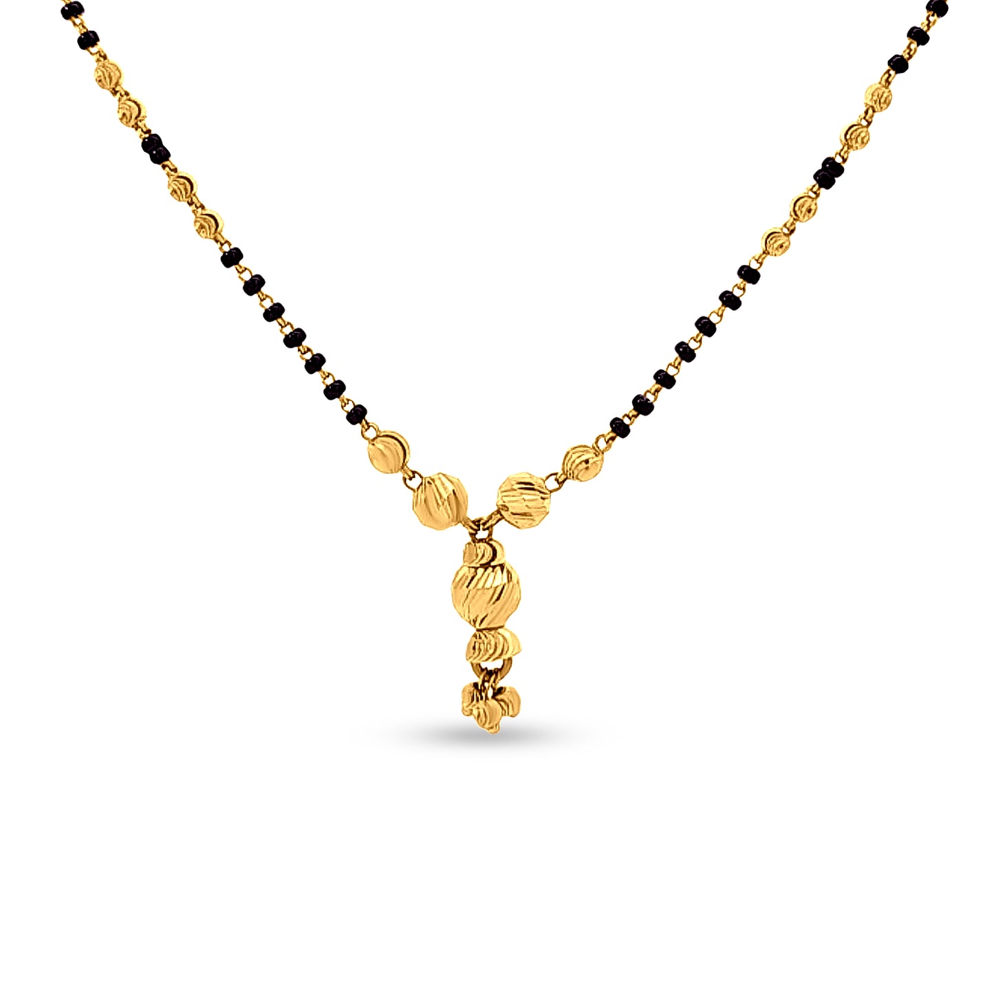 Kusum 22K Gold Minimalistic Black Beads Onyx Chain Mangalsutra