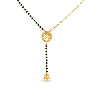 Chitvan 22K Gold Mangalsutra with Black Beads and Diamond Motif