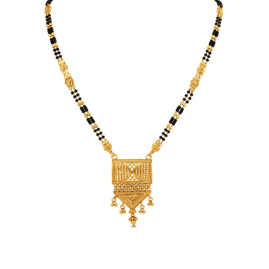 22k Yellow Gold Double-Strand Mangalsutra: Vintage Charm with Resonant Bells
