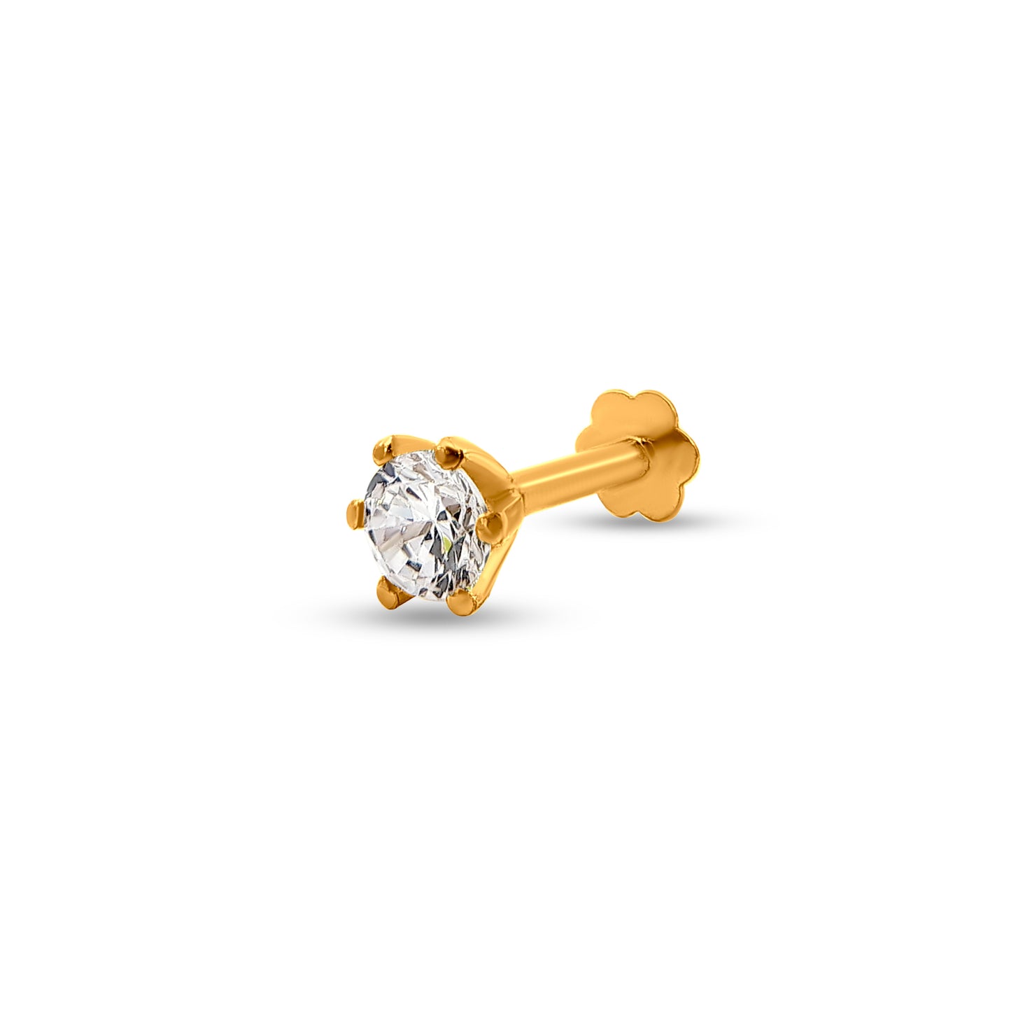 22k Gold White Stone Nose Pin