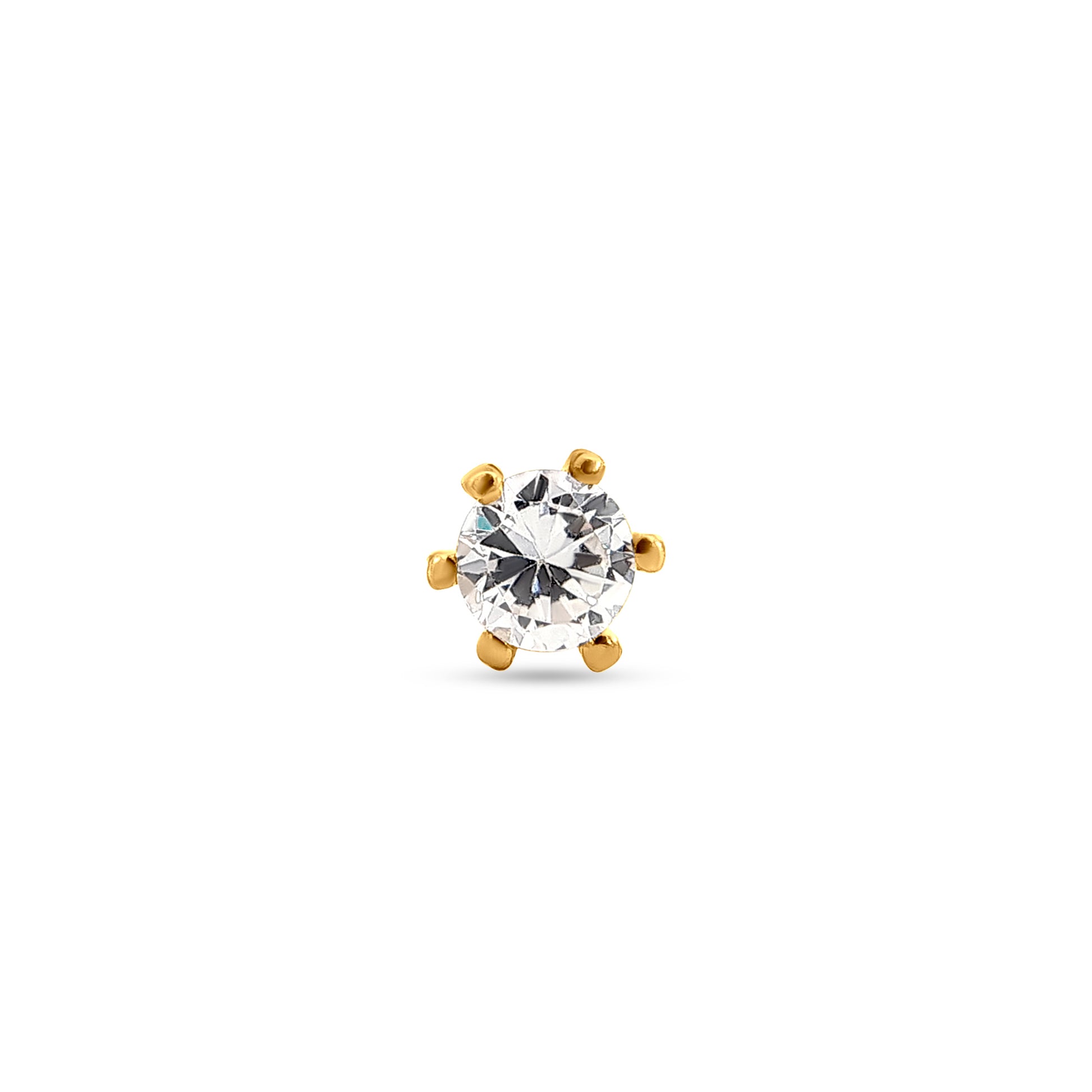 22k Gold White Stone Nose Pin
