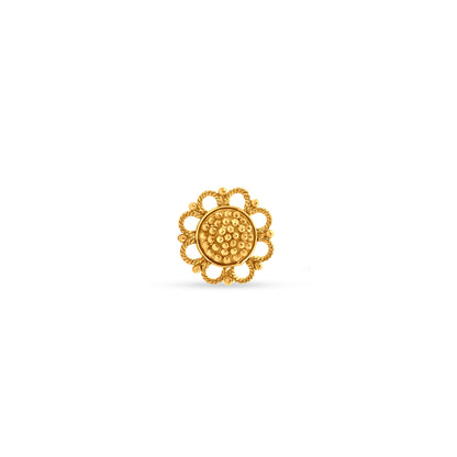 Swarnim Nath: 22k Yellow Gold Tiny Filigree Floral Nose Pin
