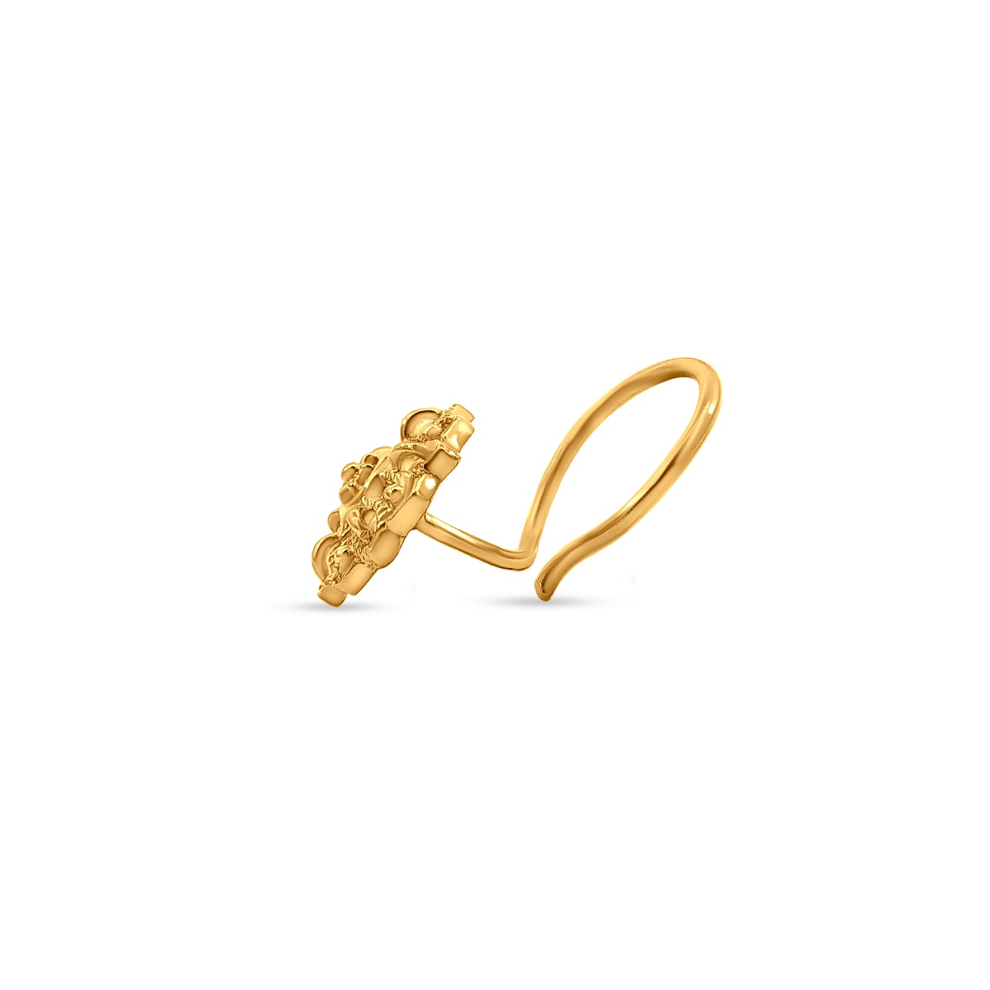 Pushpaakrti: 22k Yellow Gold Wired Intricate Floral Design Nose Pin
