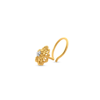 Pushpika: 22k Yellow Gold Floral Blossom Nose Pin