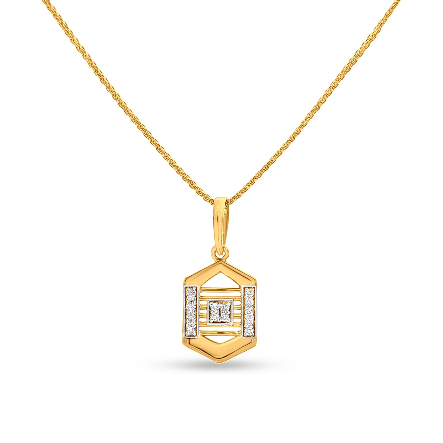 Vedahi: 22K Yellow Gold Trendy Pendant Necklace and Earring Set