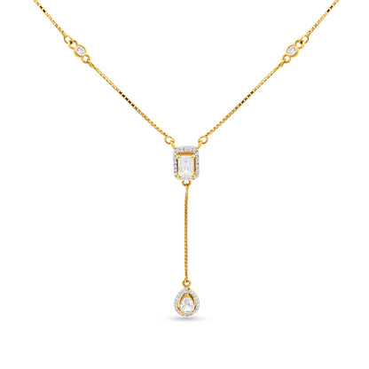 Radiant Glow: 18k Yellow Gold Diamond-Like Stone Pendant & Earring Set