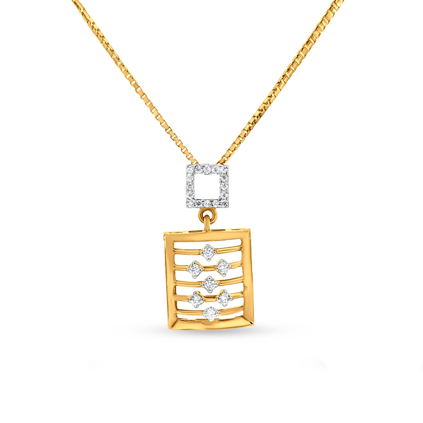 Glimmer Square: 18k Yellow Gold Pendant set for Anniversary and Birthday Gift