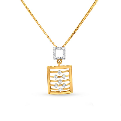 Glimmer Square: 18k Yellow Gold Pendant set for Anniversary and Birthday Gift