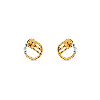 Mani Kanna: 18k Yellow Gold Cute Button Pendant & Earring Set