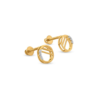 Mani Kanna: 18k Yellow Gold Cute Button Pendant & Earring Set