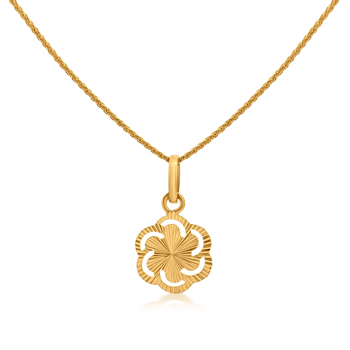 Swarnlata:22K Yellow Gold Swirl Round Pendant and Earring Traditional Set