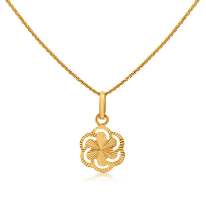 Swarnlata:22K Yellow Gold Swirl Round Pendant and Earring Traditional Set