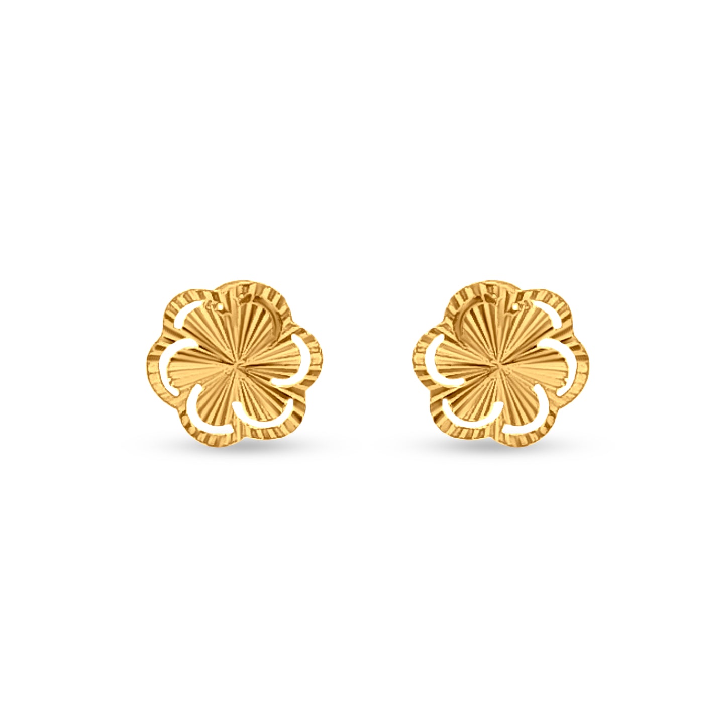 Swarnlata:22K Yellow Gold Swirl Round Pendant and Earring Traditional Set