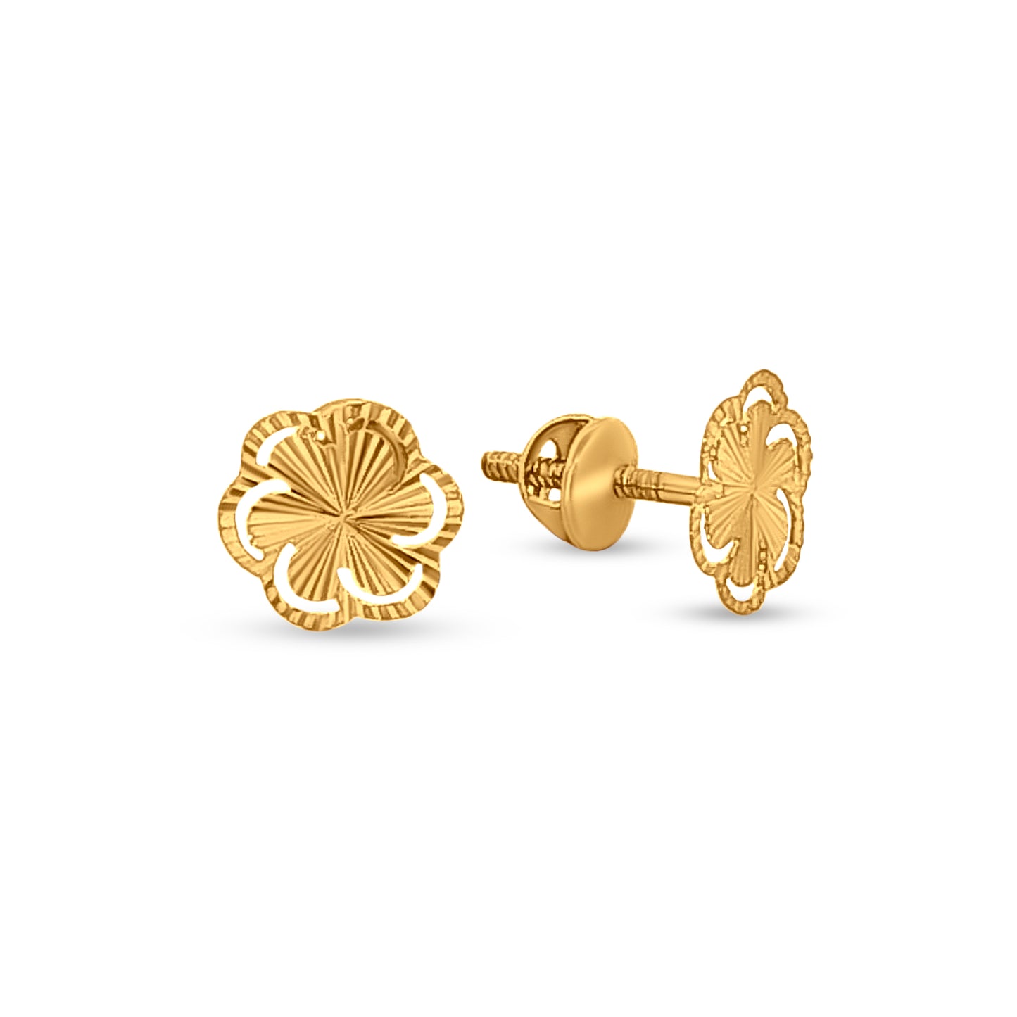 Swarnlata:22K Yellow Gold Swirl Round Pendant and Earring Traditional Set