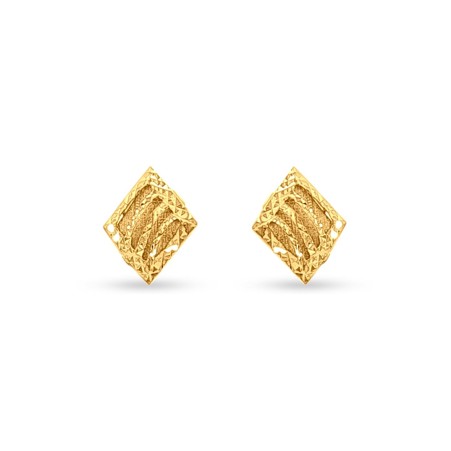 Divya Ratna: 22K Yellow Gold Designer Diamond Shape Pendant and Earrings Set