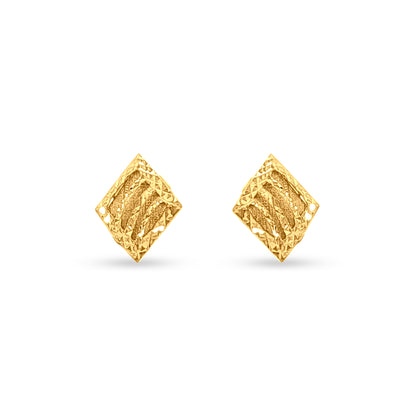 Divya Ratna: 22K Yellow Gold Designer Diamond Shape Pendant and Earrings Set