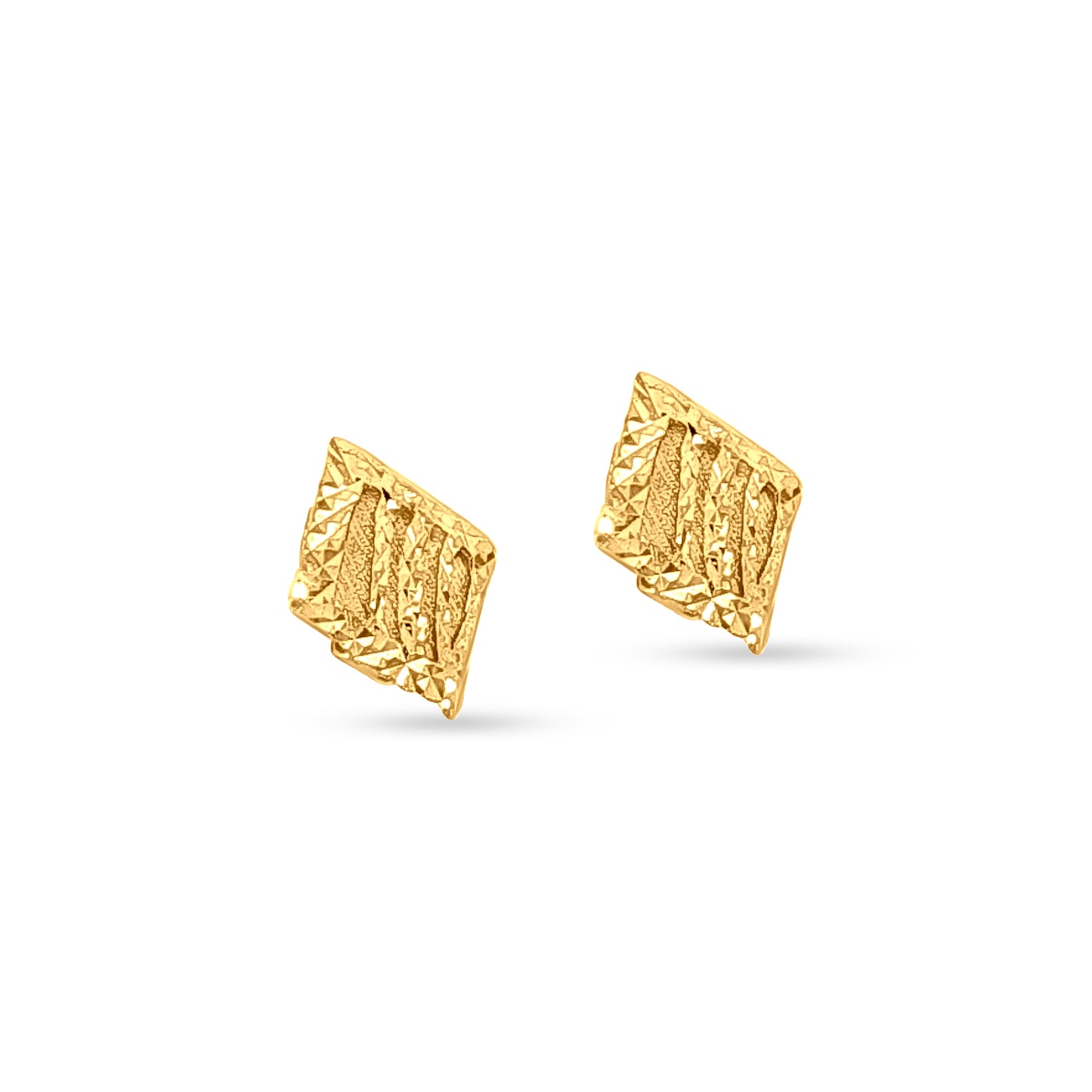 Divya Ratna: 22K Yellow Gold Designer Diamond Shape Pendant and Earrings Set