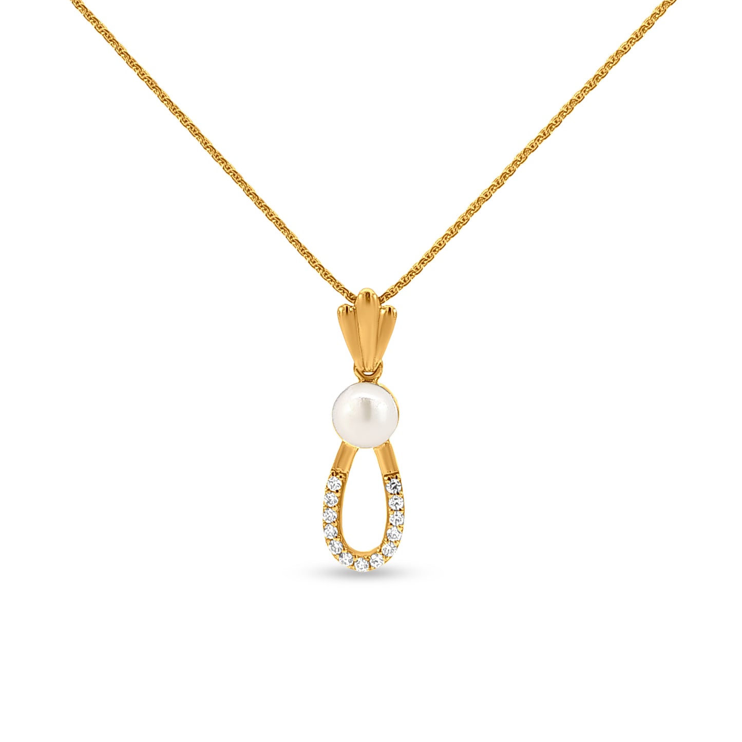 Mukta Vilasa: 22K Yellow Gold Pearl Pendant and Earring Set