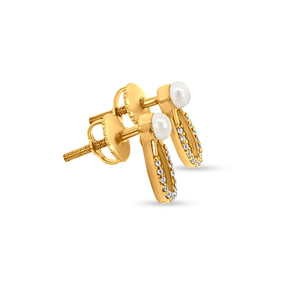 Mukta Vilasa: 22K Yellow Gold Pearl Pendant and Earring Set
