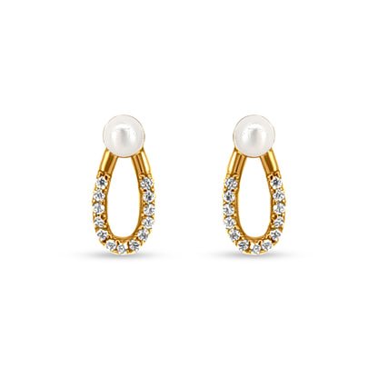 22K Gold Pearl Pendant and Earring Set