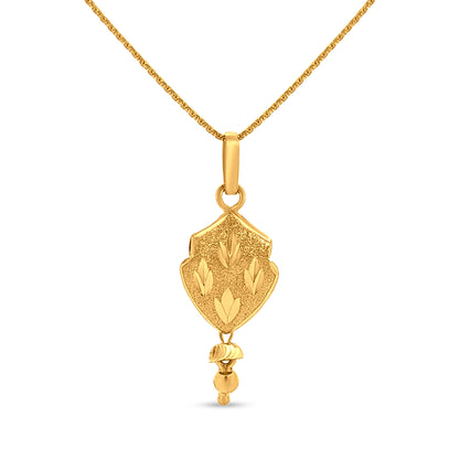 Suvarna Kanchi: 22K Yellow Gold Designer Drop Pendant and Earring Set