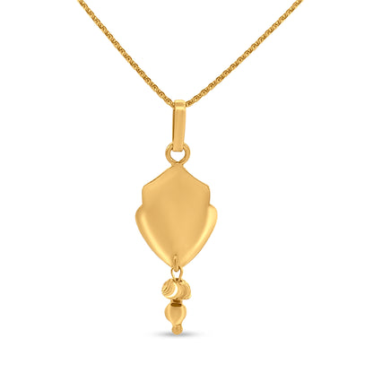 Suvarna Kanchi: 22K Yellow Gold Designer Drop Pendant and Earring Set